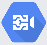 a blue hexagonal icon featuring a white arrow