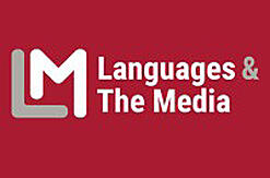 languages and the media logo on a red background