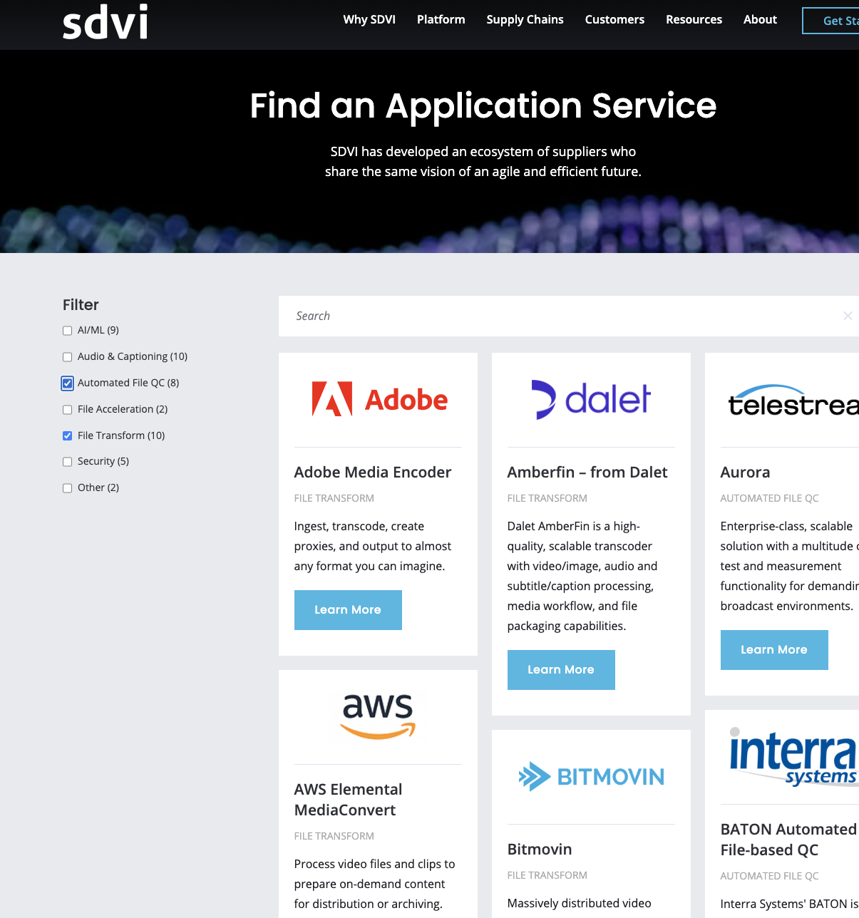 a screen shot of a web page for a software company