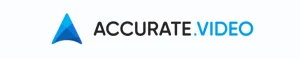 A blue arrow pointing to the words "accurate video" on a screen