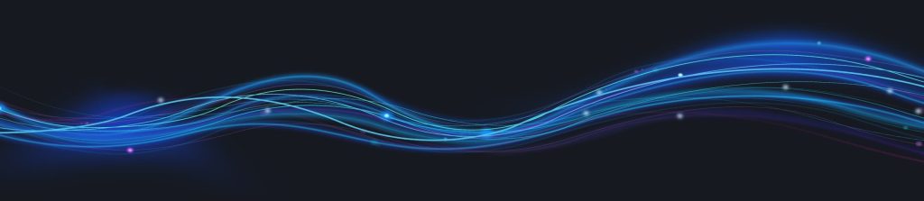 A blue wave of light on a black background in the media supply chain