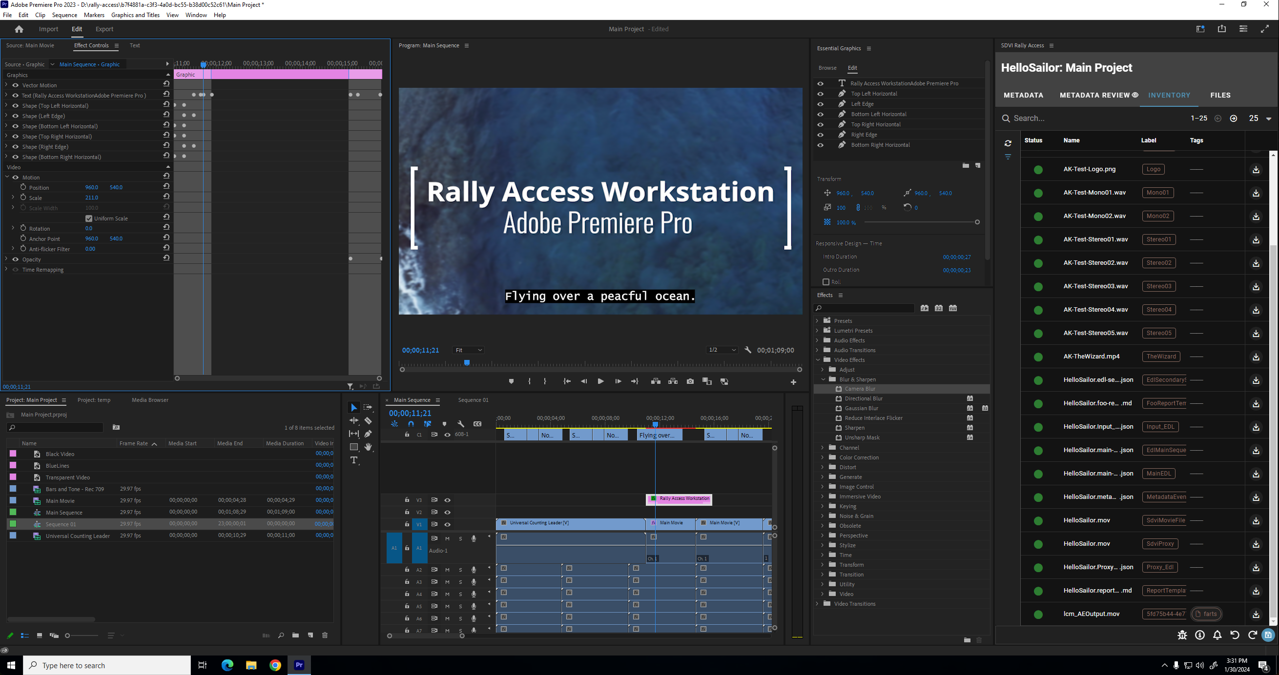 SDVI Rally Access Workstation - Full Screen