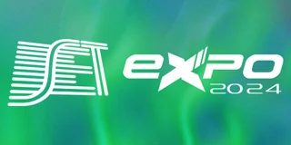 A Green And Blue Background Featuring The White Expo Logo For Media Supply Chain Transformation