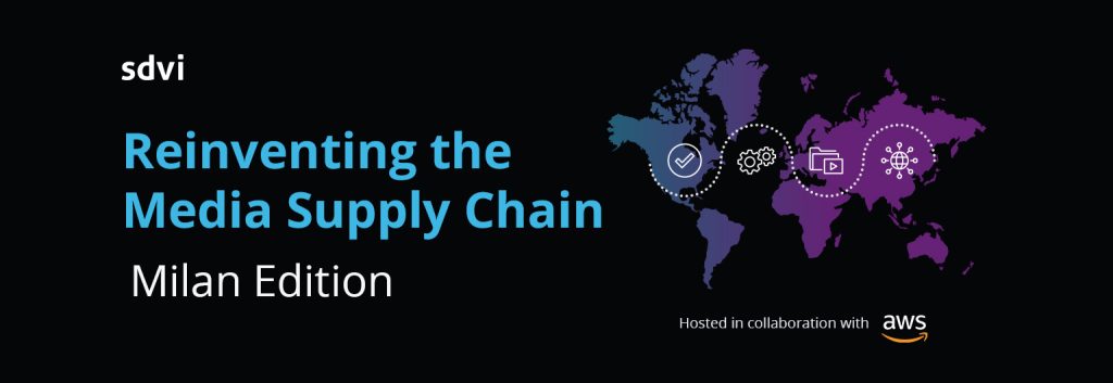 Reinventing MSC Milan SDVI-AWS a black banner featuring a world map and a supply chain confirmation design
