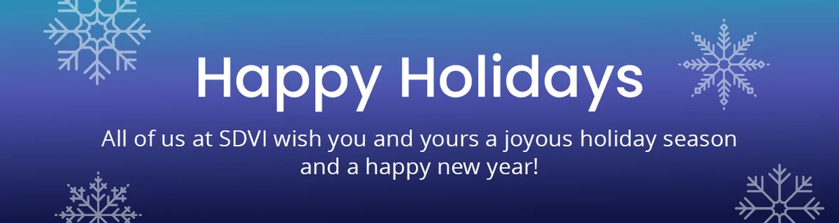 happy holiday card with snowflakes on a blue background, Media Supply Chain Transformation