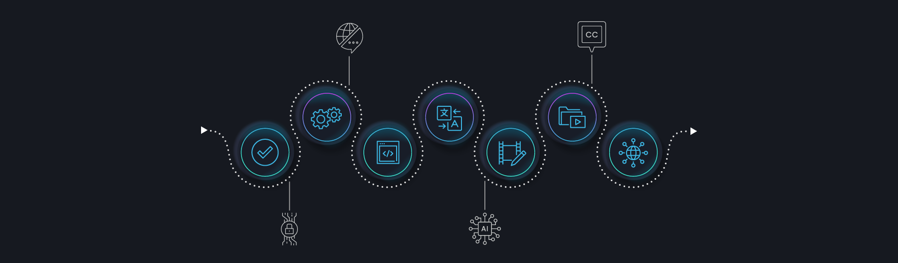 black background with blue circles and arrows