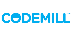 codemill logo on a black background