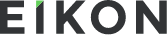 black and green logo featuring the word eikoon