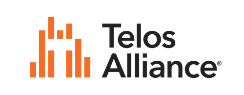 black background featuring an orange and gray logo