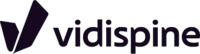 black and white logo featuring the words vidispine
