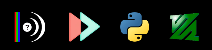 Hiscale FLICS Logo - Stylized icons representing image processing, standards conversion, and motion-compensated frame-rate conversion, as well as audio processing.