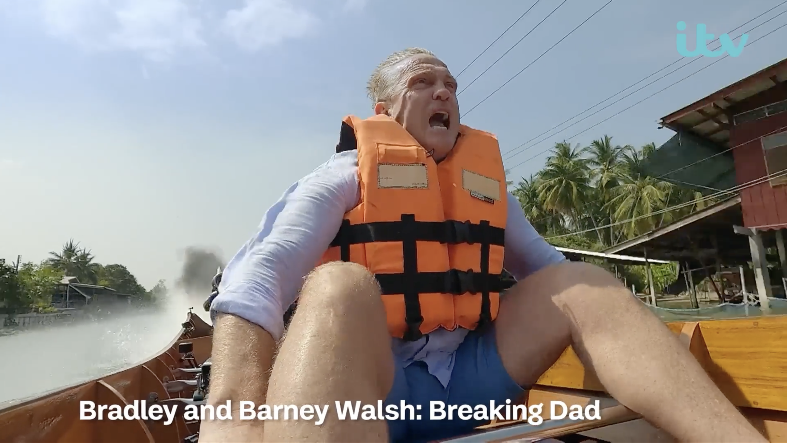 Close up of excited man in boat