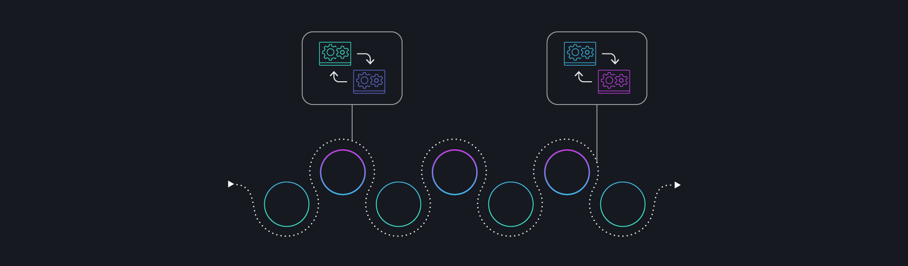 Stylized image of two interacting ecosystems.