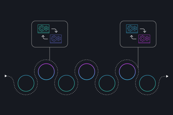 Stylized image of two interacting ecosystems.